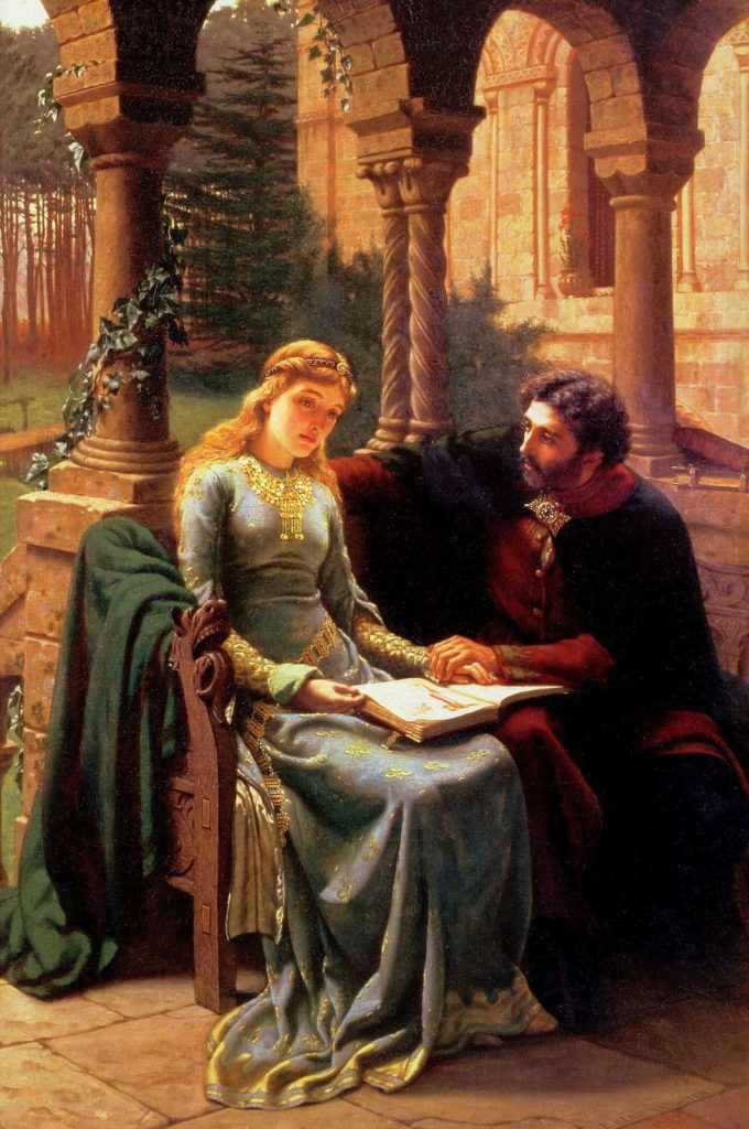 Painting by Edmund Blair Leighton of Heloise and Abelard