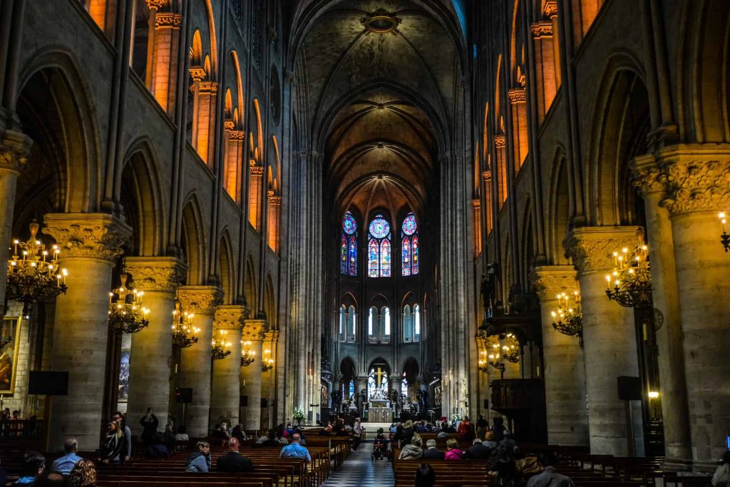 A view looking down the alter of Notre Dame de Paris