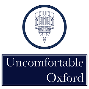 Logo of Uncomfortable Oxford with the upside down building.