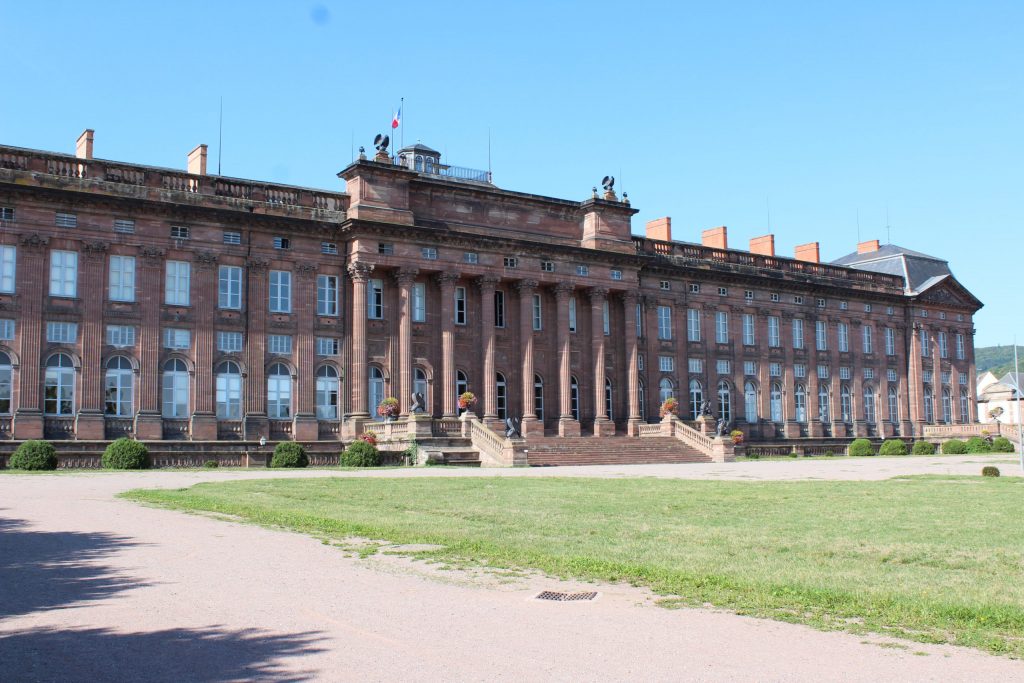 A photo of the Chateau de Rohan taken at an angle from the side.