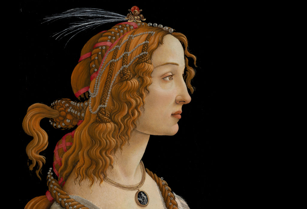 An image of one of Botticelli's works set against a black backdrop.
