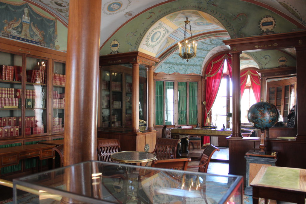 A photo of the library at château de Malmaison.