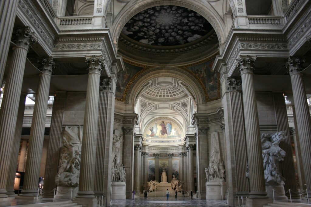 A photo of the interior of the Pantheon in the 5e arrondissement in Paris.