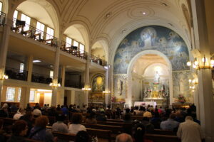 A photo of the interior of the Chapel of Our Lade of the Miraculous Medal.