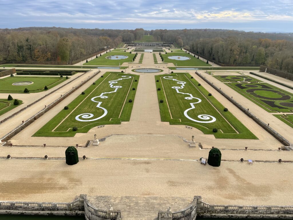 A view of the gardens from the dome of the chateau. The gardens are beautifully landscaped and stretch on for over a kilometre.